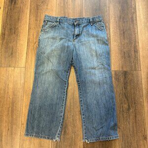 Old Navy Loose Painter Jeans 38x28 Mens Distressed Raw Hem Relaxed Fit Grunge‎
